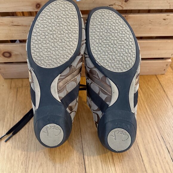 Coach Size 9 Women' s Belina Signature Brown & Tan Logo Sneakers - Picture 8 of 15